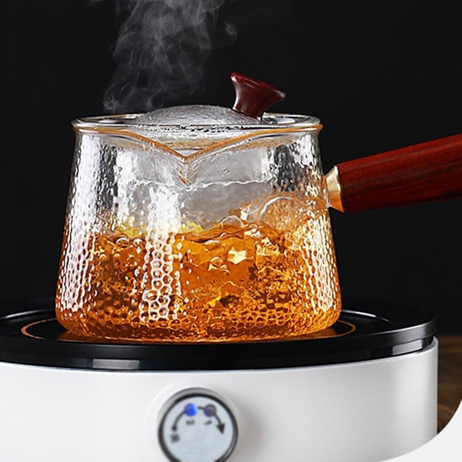 Szklany czajniczek z sitkiem, szklany zaparzaczem, wyjmowanym do herbaty, filtrowany domowy, żaroodporny uchwyt boczny Tradycyjny ekspres Kungfu(500ML)