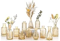 UPBUD Amber Glass Bud Vases Set of 12 - Gold Mini Flower Vases for Wedding Centerpieces, Vintage Table & Home Decor