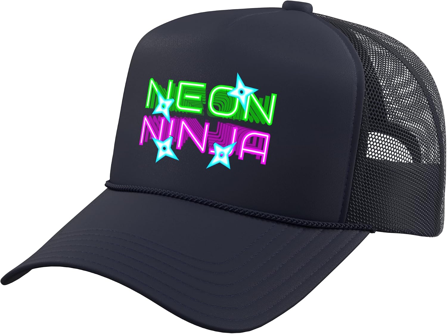 Neon Ninja I Electronic Raver Music DJ Festival Rave Trucker Hat with Adjustable Mesh Back