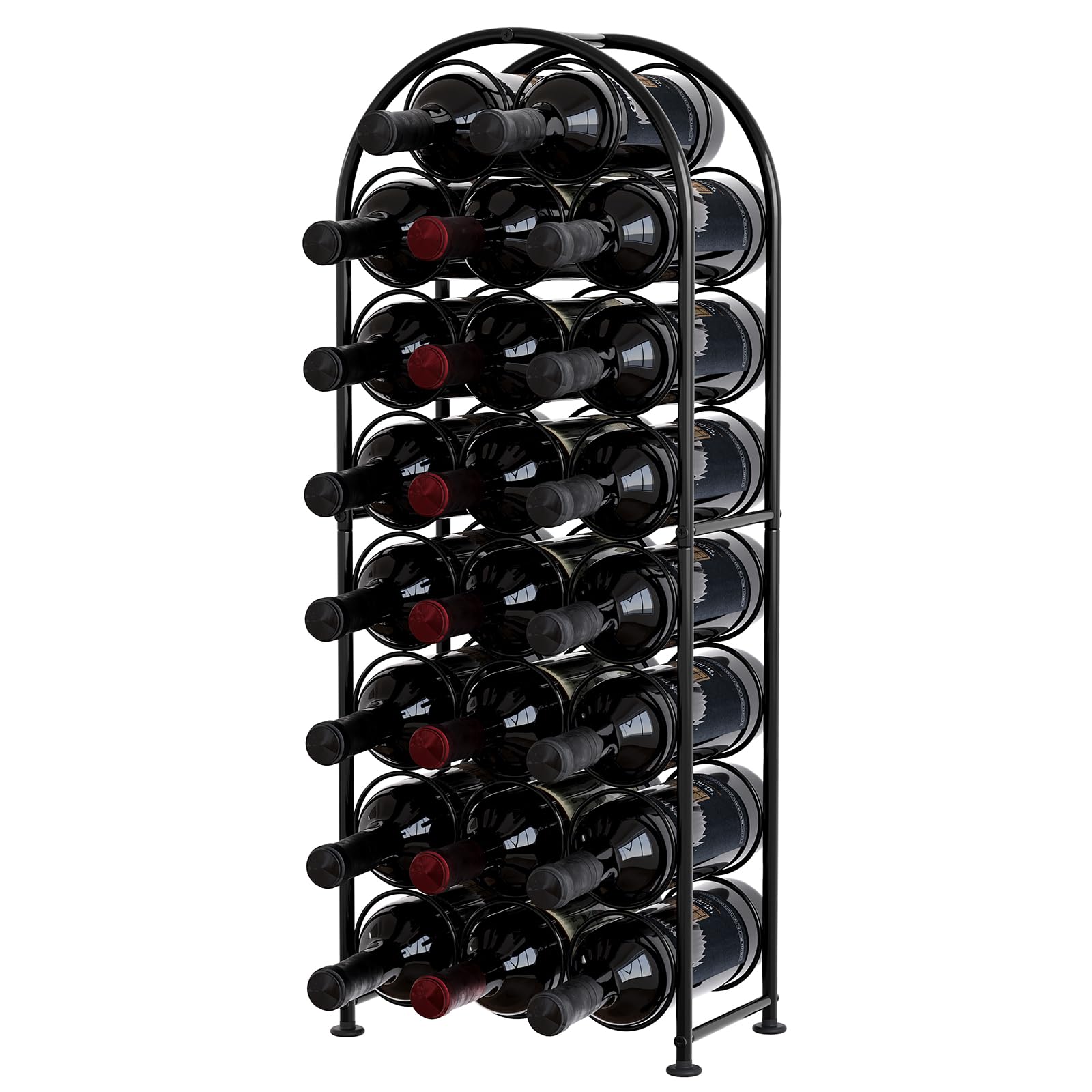 EasyPAG Metall 23 Flaschen Weinregal Freistehend Weinhalter Weinablage Weinständer Wein Halterung Wein Aufbewahrung Regal Getränkeregal Bodenstehend für Küche,Schwarz
