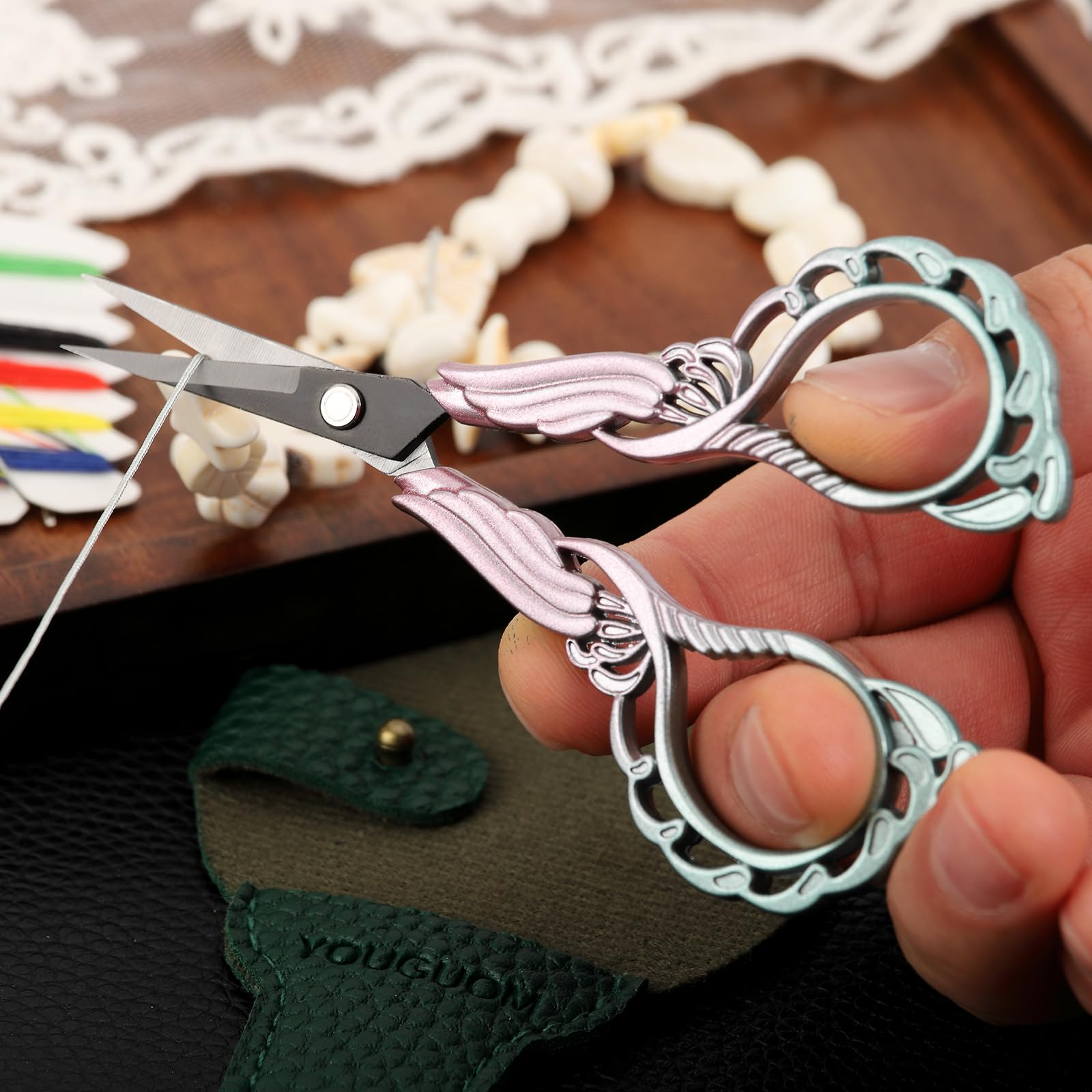 YOUGUOM Sharp Detail Scissors with Case Embroidery Sewing Crafting Scissor for Needlework Threading Craft Artwork DIY Tools - Image 3