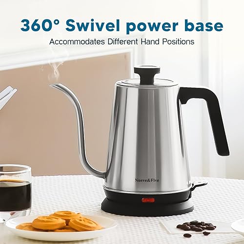 Miniatura 7 de Nueve&Five Hervidor eléctrico de cuello de cisne con termómetro, hervidor de té eléctrico de 1 litro con apagado automático, hervidor de agua