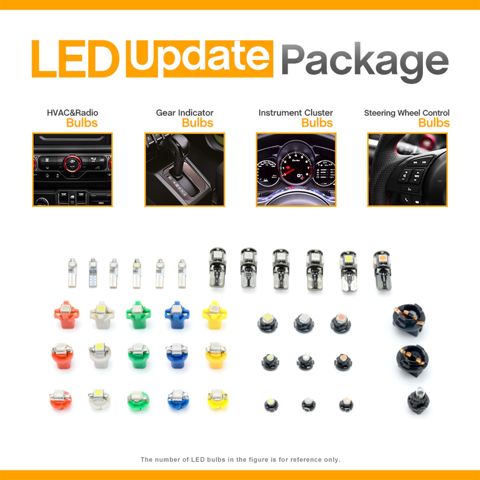 Bombillas LED para panel de instrumentos para B/MW 3 Series E36, 5 Series E34 E39, 7 Series E32 E38 E31 Velocímetro Tacómetro Reloj Pantalla LCD Iluminación Luces de salpicadero (Amarillo)