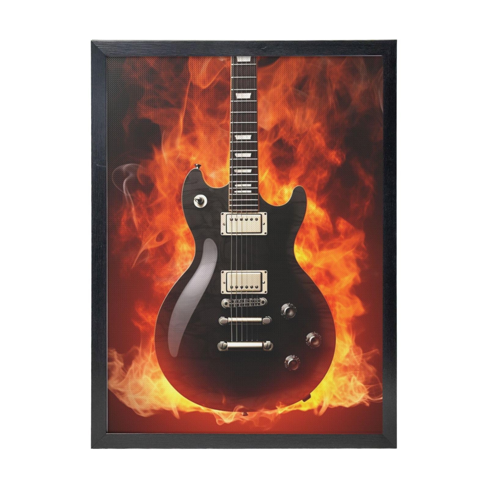 Framed Wall Art - Decorative Canvas Painting Rock Guitar Pictures Poster Aesthetic Modern Prints Artwork for Bedroom Office Wall Decor Ready To Hang 12x16 in