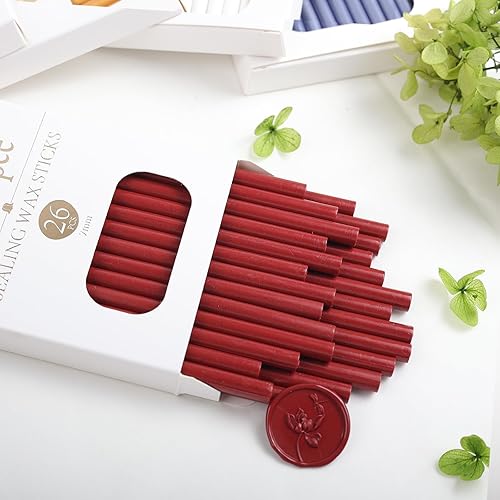 Miniatura 3 de 26 barras de sello de cera roja vintage, 26 unidades, pistola de pegamento para sello de cera, cera de sellado prémium para sobre, sello de letras