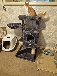 FEANDREA Cat Tree, Cat Tower, Widened Perch For Large Cats, Light Grey PCT51W 695636063347