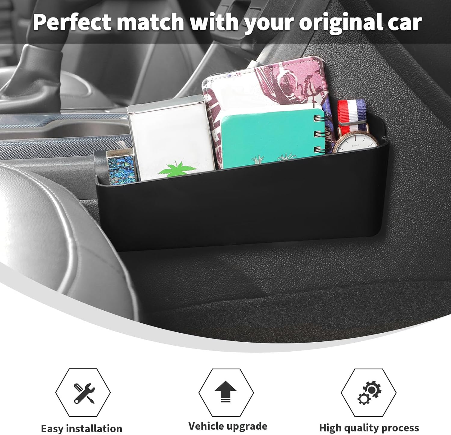 Linskip Center Console Storage Organizer Kit Compatible with Chevy Colorado & GMC Canyon 2014-2022 (Non-Wireless Charging Models), Armrest Tray + Hanging Storage Box + Gear Shift Side Pocket