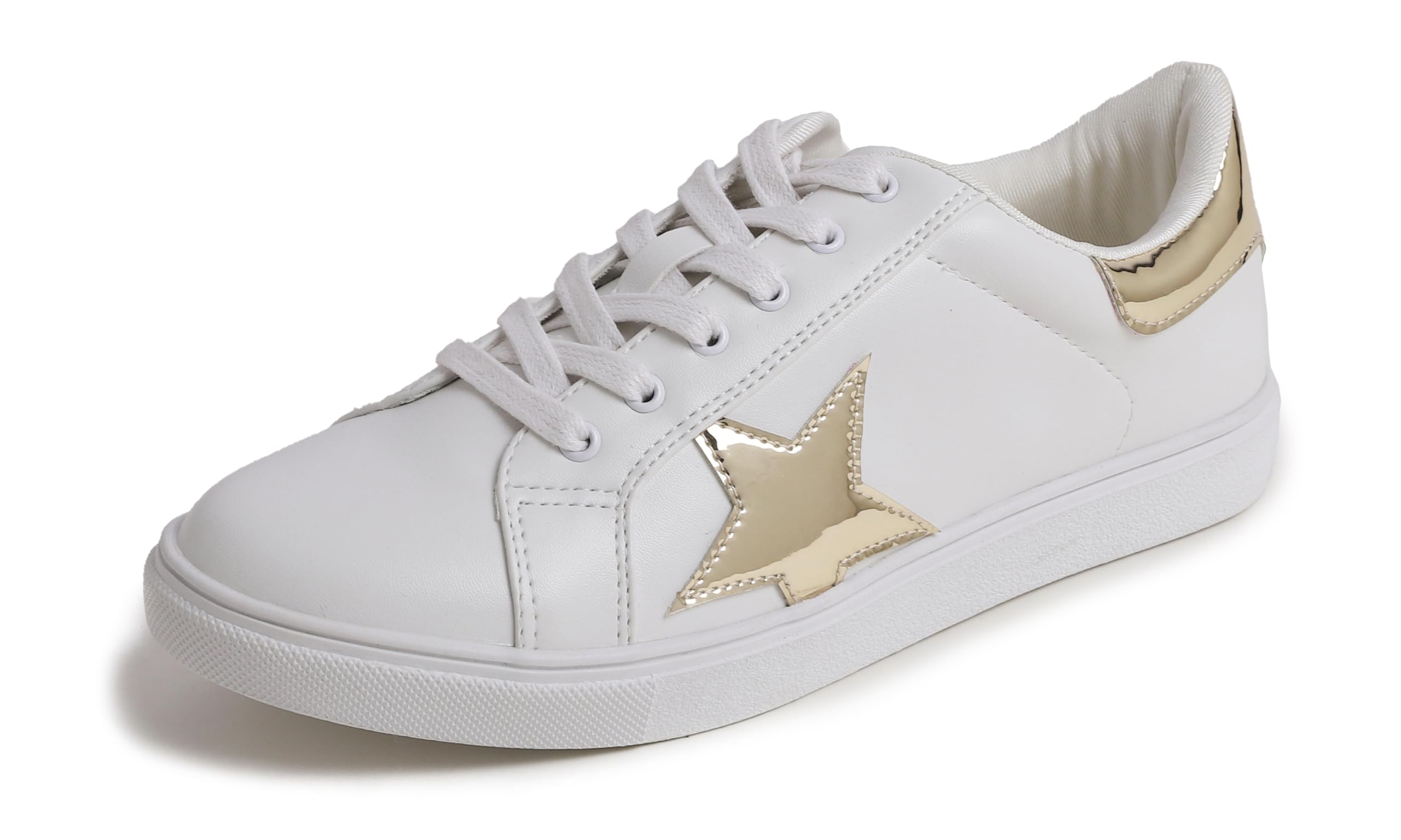 FEVERSOLE Women's Featured PU Leather Colorful Lace Up Sneaker