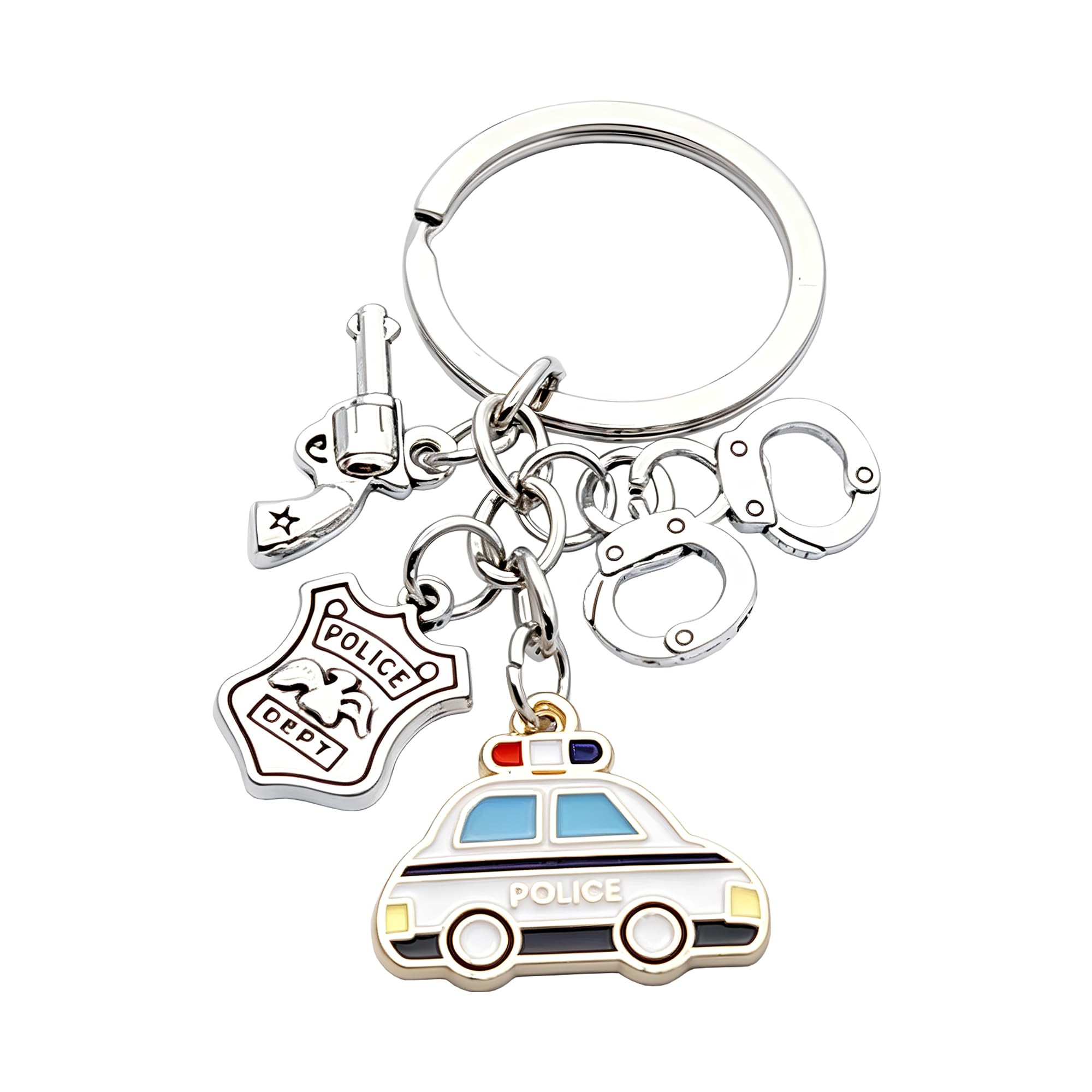 1Pcs Police Charm Keychain, Charms Police Car Keychain Metal Key Ring Gift