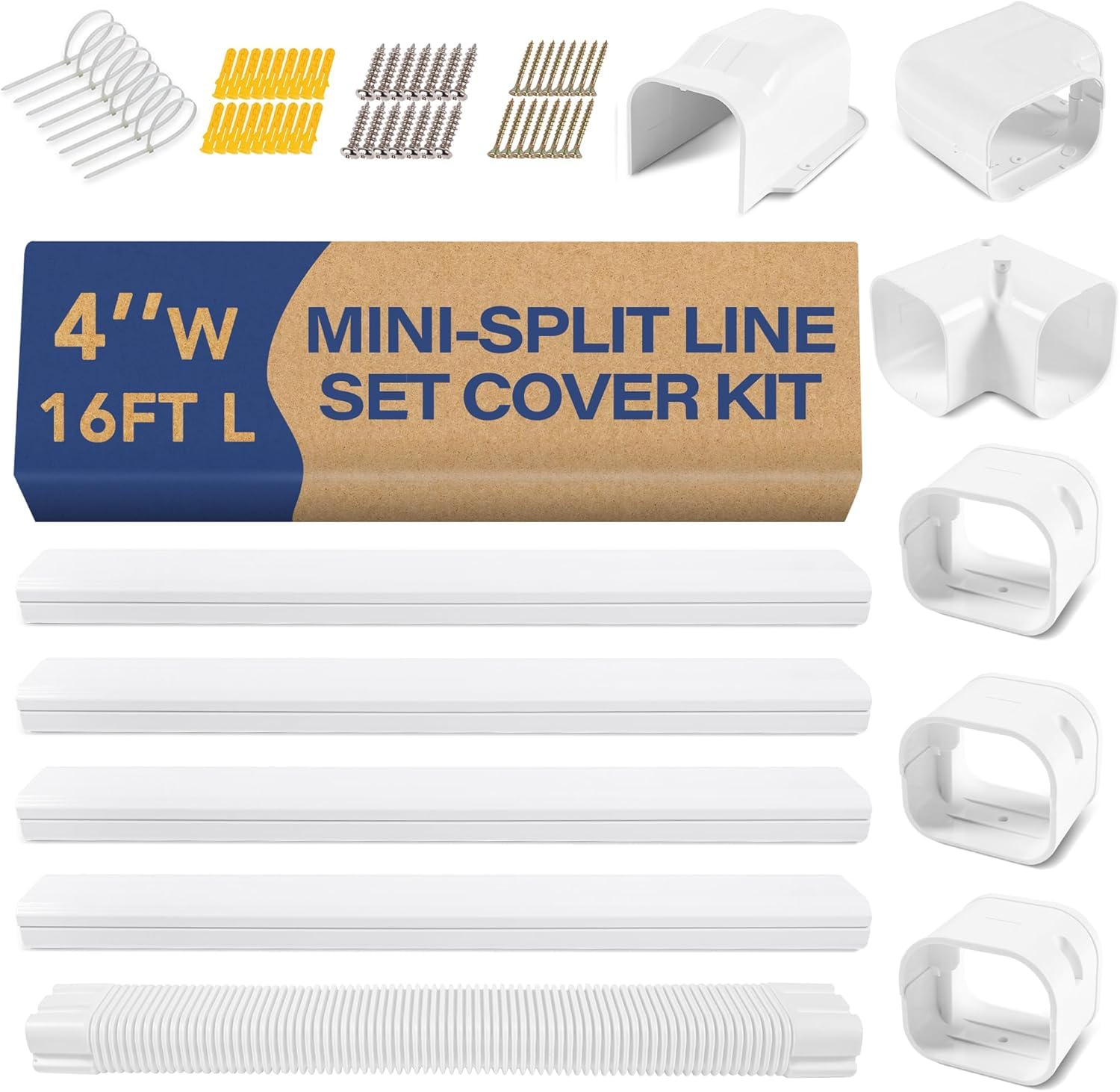 LyPrem 5m L Mini-Split-Leitungsabdeckung 100mm B PVC für Klima (Weiß)