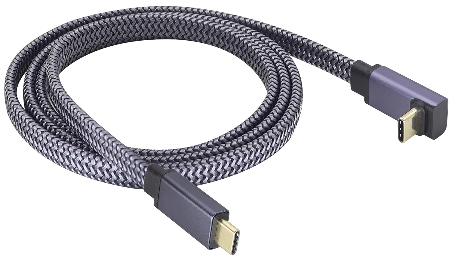 Up&Down Angle Type C 3.1 USB Flat Short Cable,90 Degree 10Gbps Tpye C USB 3.1 Gen2 Male to Male Charging,Data,Audio,Video Extender Cord for Tablet, Phone and More Type-C Devices(1M-M/M)