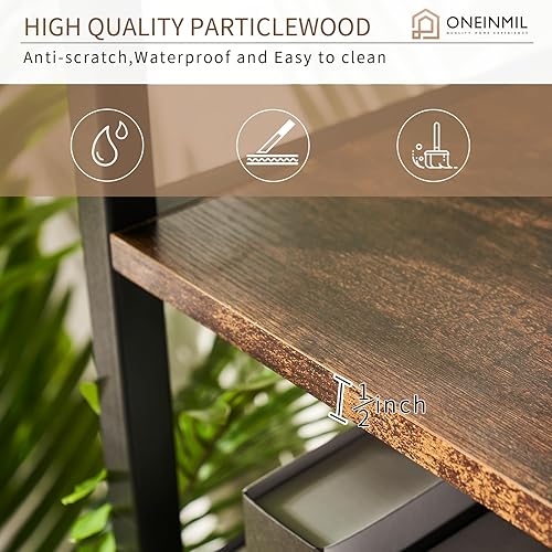 Miniatura 6 de oneinmil Estantería de 6 niveles con 2 cajones de almacenamiento, estante de pie de exhibición industrial, estante de almacenamiento de madera