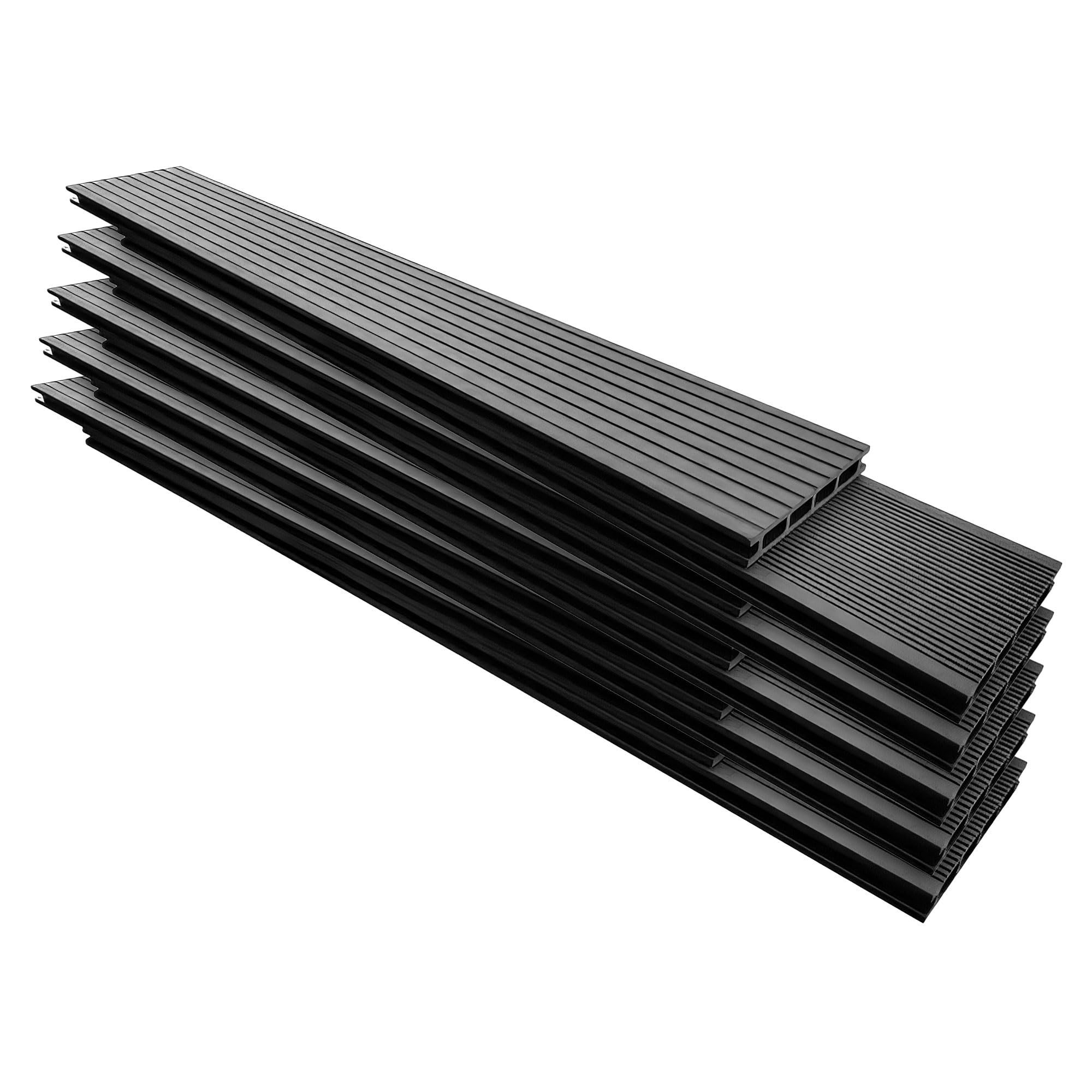 Frankystar Kaido - Set di 5 Doghe Pavimento da Esterno 150x75 cm per Giardino Patio Terrazza Pavimentazione in WPC Nero