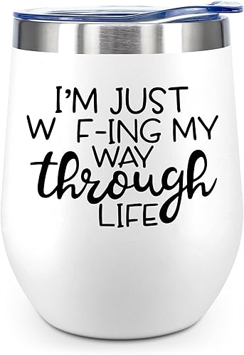 Miniatura 8 de KAIRA Vaso de vino sarcástico aislado con texto en inglés "I'm Not A Control Freak But You're Doing It Wrong", divertido vaso de vino sarcástico, 12