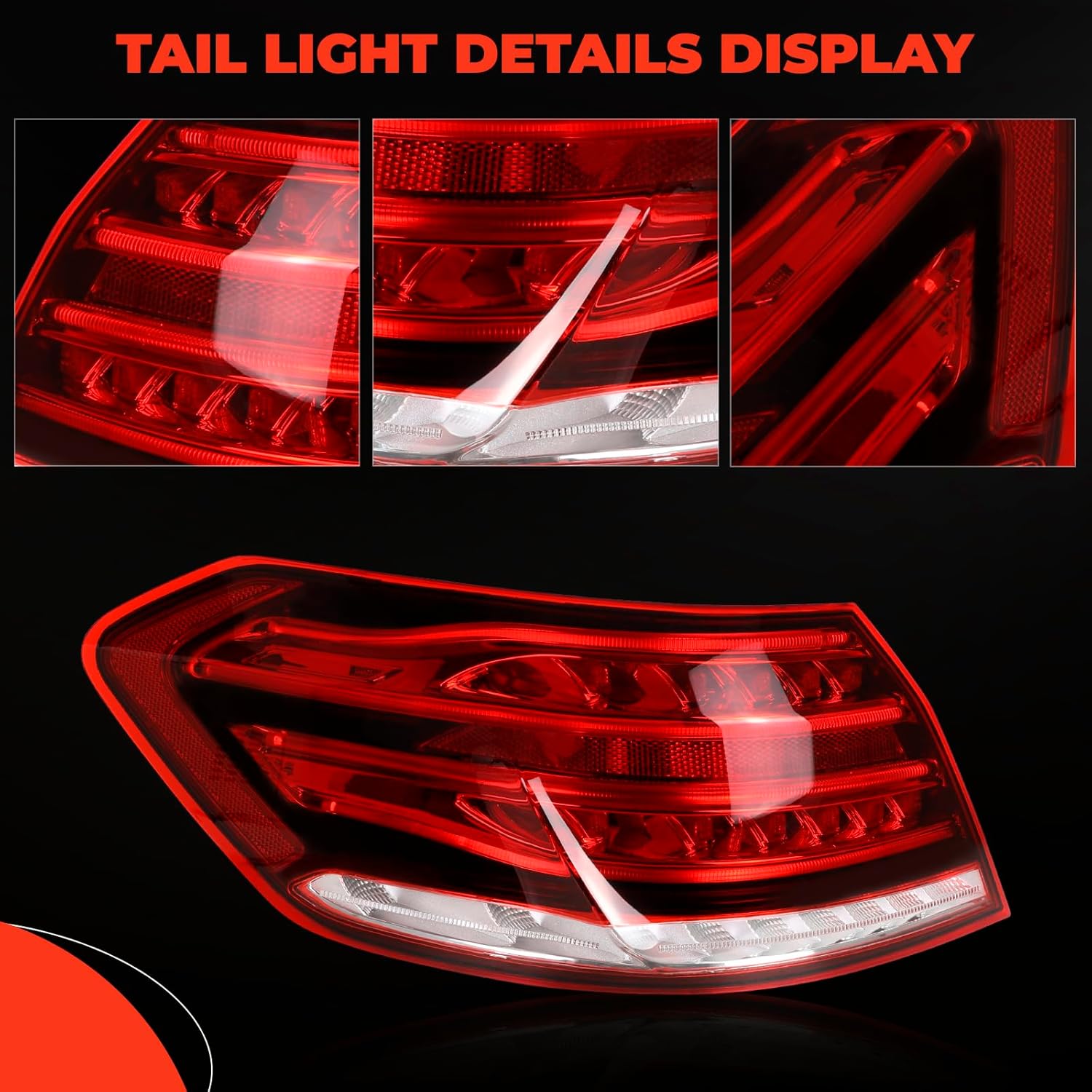 KAKSEY Outer Tail Light Compatible with Mercedes Benz 2014-2016 E-Class W212 E350 E400 E550 E63, AMG Rear Tail lamp Bake Lamp Replace 2129061303 (Left Driver Side)