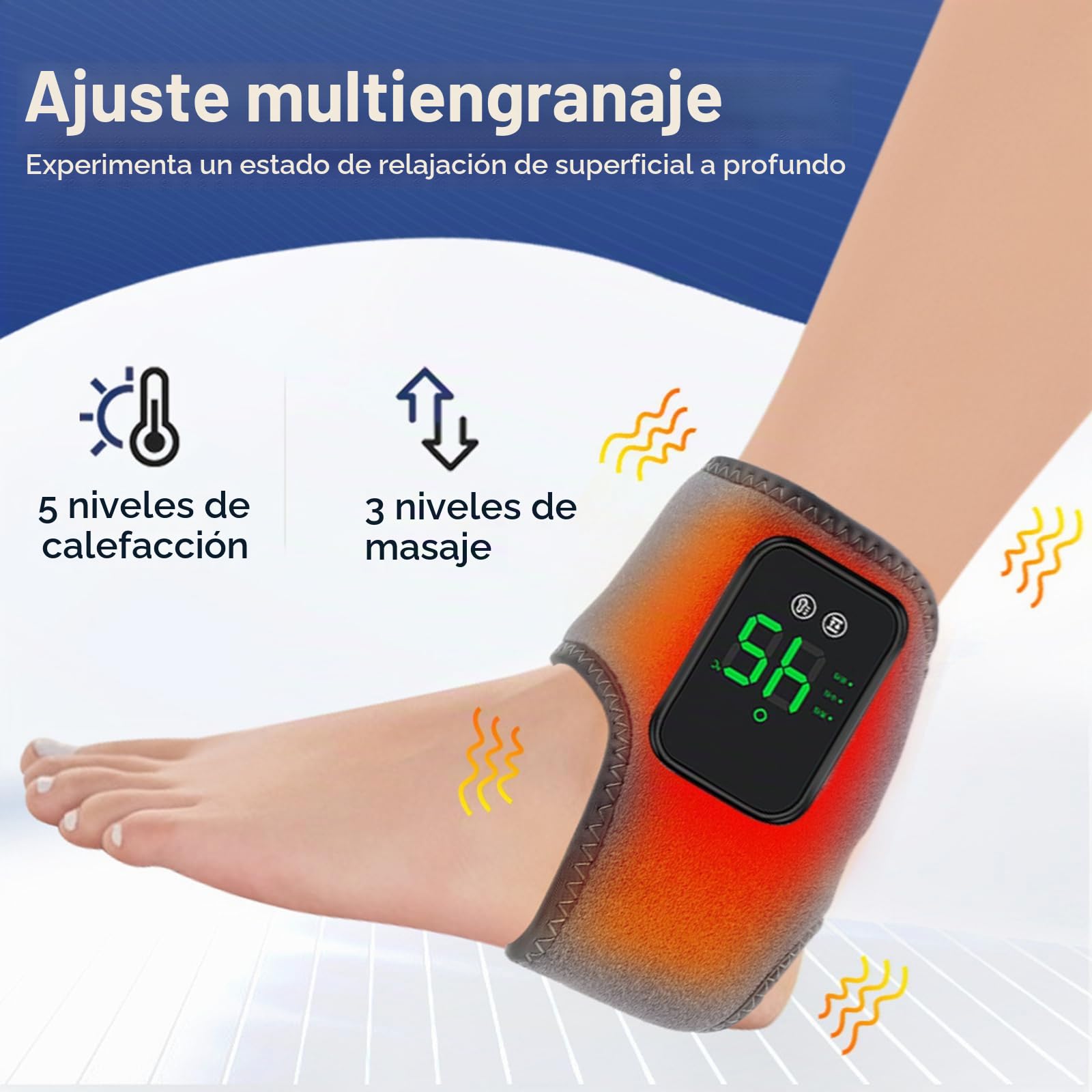Masajeador de Pies 3 en 1 para Fascitis Plantar, Masajeador Pies Electrico con 3 Modos de Vibración, 5 Niveles de Calor y Temporizador 30 min para Circulación y Alivia el Dolor de Pies (2PCS)
