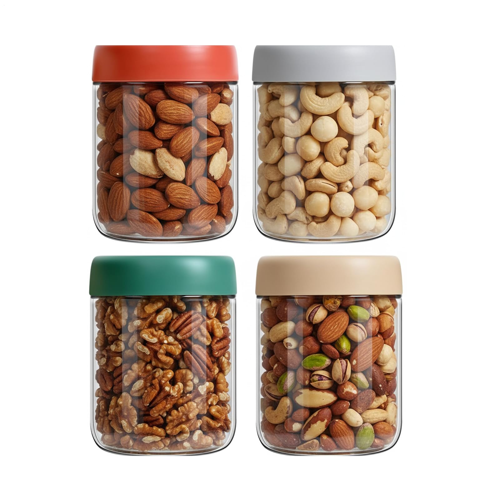 Pots Overnight Oats 4 Bocaux en Verre Hermétiques 450 ml avec Couvercles