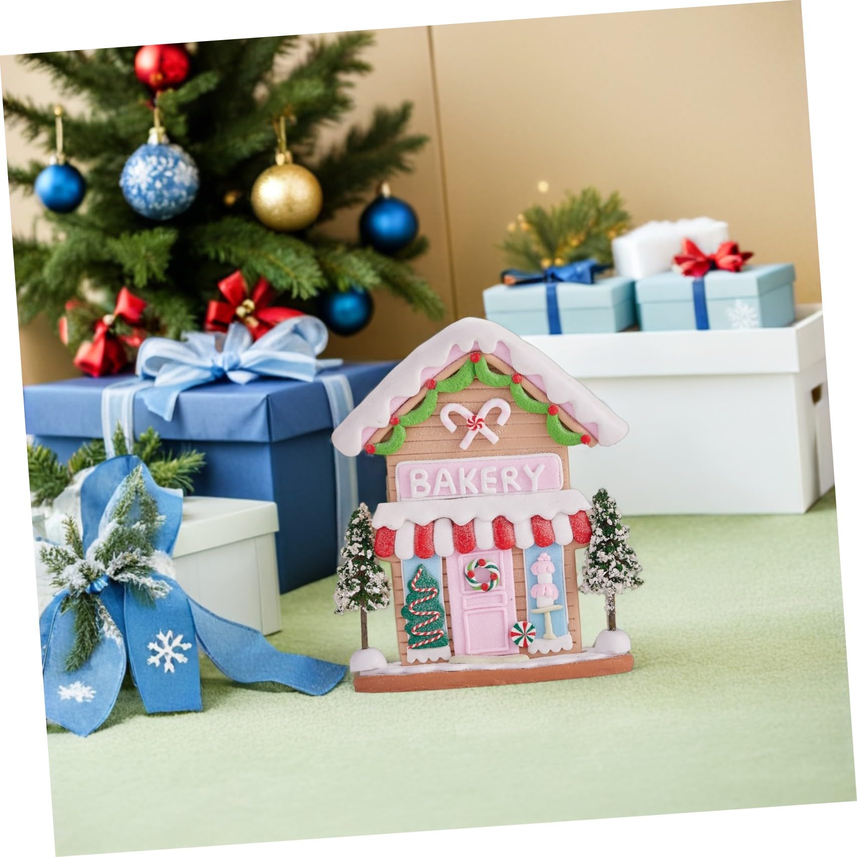 Casa de Jengibre de Arcilla para Navidad Adorno Único de Escultura Artesanal Casa Invernal con Detalles Pintados Mano Decoración Festiva para Fiesta y Hogar