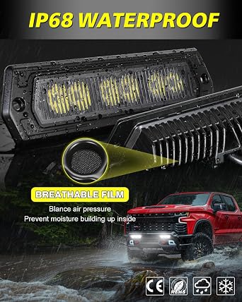 Flush Mount LED Pods, AKD Part 7 CREE LED Bumper Light Bars Flood Offroad Driving Backup Reverse Lights Flush Mount Pod Lights for Trucks Pickup UTV ATV Golf Cart Boat Car