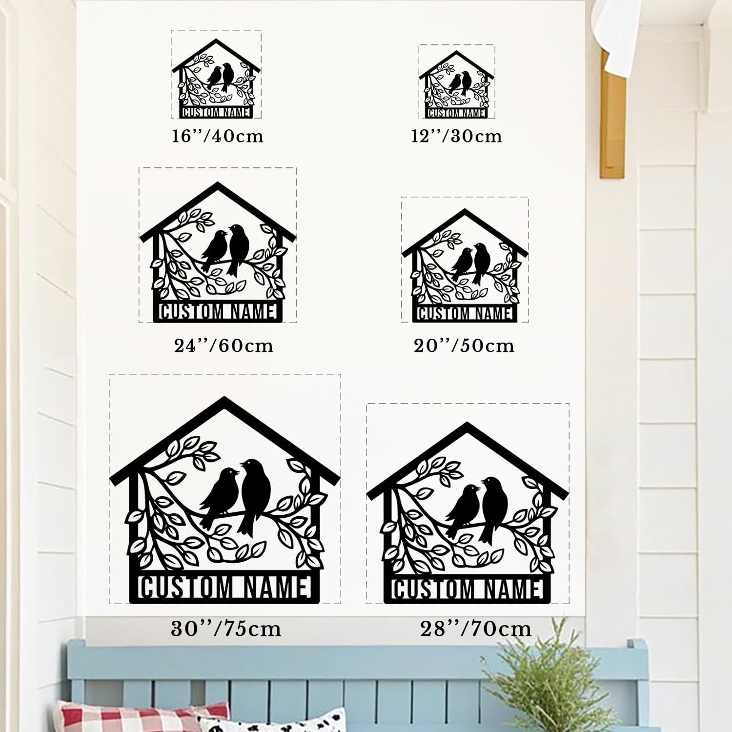 Custom Birdhouse Metal Sign,Personalized Garden Name Wall Art, Rustic Cabin Decor,Backyard Patio Yard Plaque,Farmhouse Wall Decor,Custom Address Sign (Style-4)