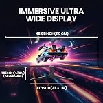 CRUA Moniteur Courbé de 49 po 120Hz, Double QHD 5120 x 1440P 1500R Écran Ultrawide 32:9, AMD FreeSync, Haut-parleurs Intégrés, 120% sRGB, PIP/PBP, HDMI 2.1 & DP 1.4, Installation Murale - Noir