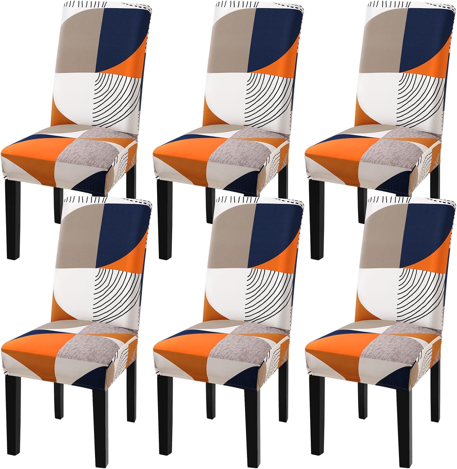 Fuloon Chair Covers for Dining Room 6 Pack, Solid Stretch