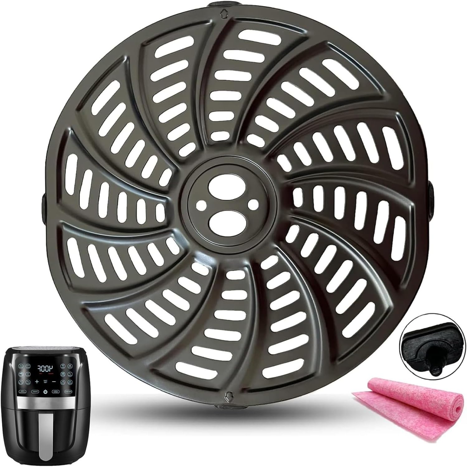 Rhsaae 5QT Air Fryer Crisping Plate for Gourmia GAF566 GAF556 GAF536 Air Fryers, Upgraded Air Fryer Grill Pan Crisper Plate Tray Rack Shelf Insert