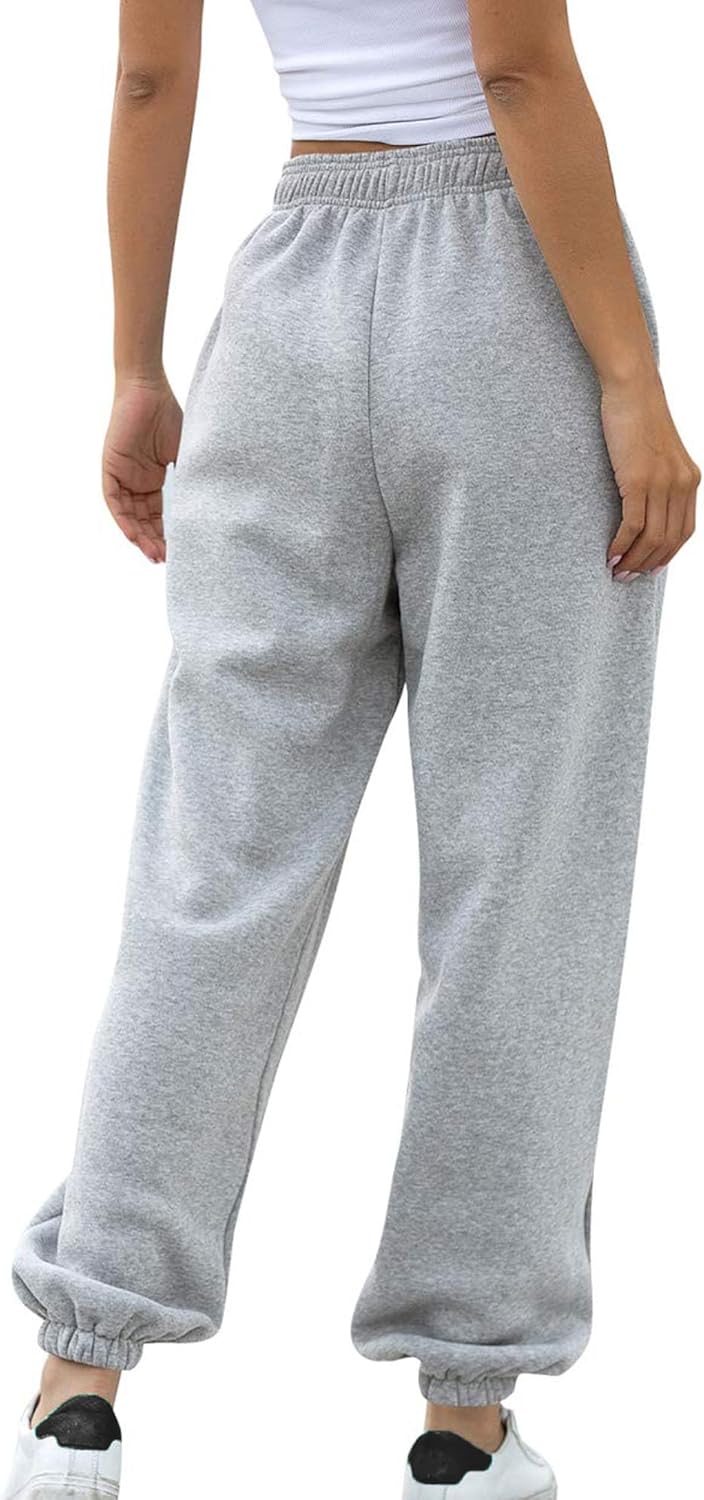 AROGONE Women's Casual Drawstring High Waisted Sweatpants Wide Straight Leg Lounge Pants with Pockets - Image 2