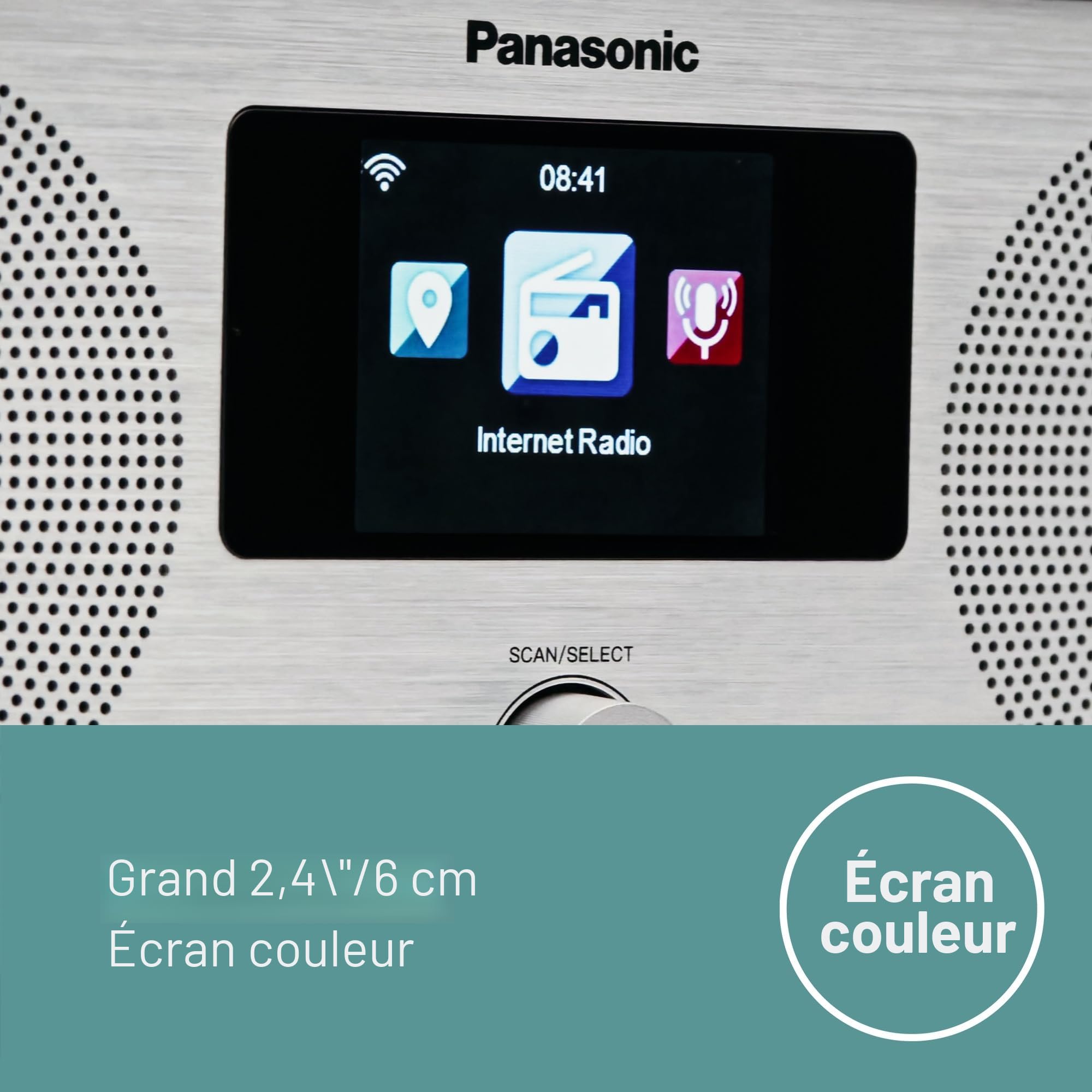 Panasonic RF-D40EG-K Radio Internet et Dab+/FM avec Bluetooth, 6W, Haut-Parleurs de 7,5 cm, Écran Couleur TFT de 2,4, Alarme et Minuterie de Mise en Veille, Télécommande, USB, Wi-FI, Noir