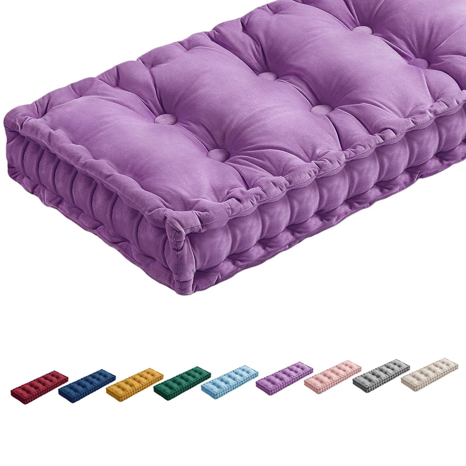 Coussin moelleux violet 110x45 cm de qualité supérieure pour banquette
