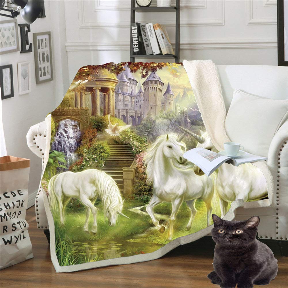 Couverture Sherpa licorne contre le froid au bureau et à la maison