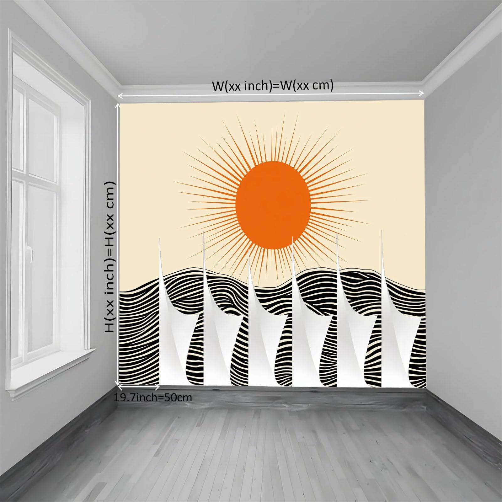 Fototapety Abstrakcyjne Słońce Linie Fototapeta 250 x 175 cm Włóknina, Sztuka Tapeta Ścienna Khaki Nowoczesna Dekoracja Ścienna Salon Biuro Salon
