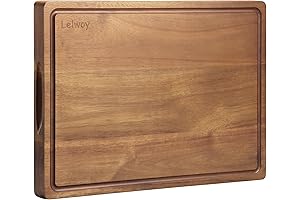 Extra Big Wooden Cutting Board with Juice Groove and Handles for Kitchen