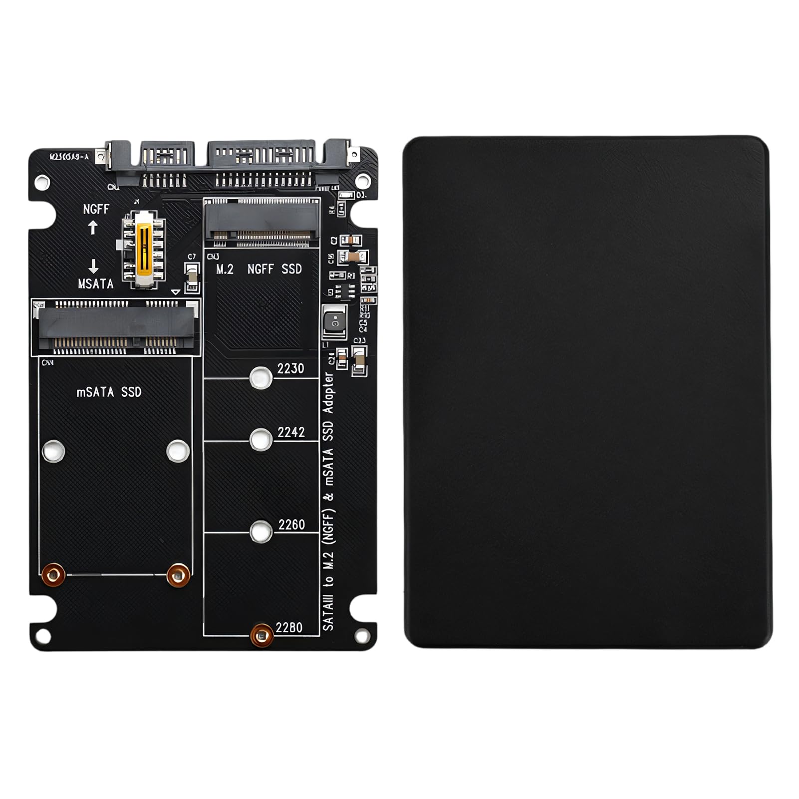 NGFF SSD to SATA3 Adapter und Gehäuse für SSD, 2,5 Zoll HDD Laufwerkgehäuse Adapter für SSDD, SATAM.2 + MSATA auf SATA3, M.2 SATA auf SATA, Adapters für Festplatte PCB MSATA für Computer