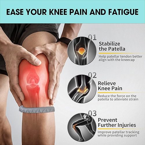 Miniatura 5 de Correa de soporte para tendón rotuliano, alivio del dolor de rodilla y estabilizador de rótula, soporte para senderismo, fútbol, baloncesto, correr,