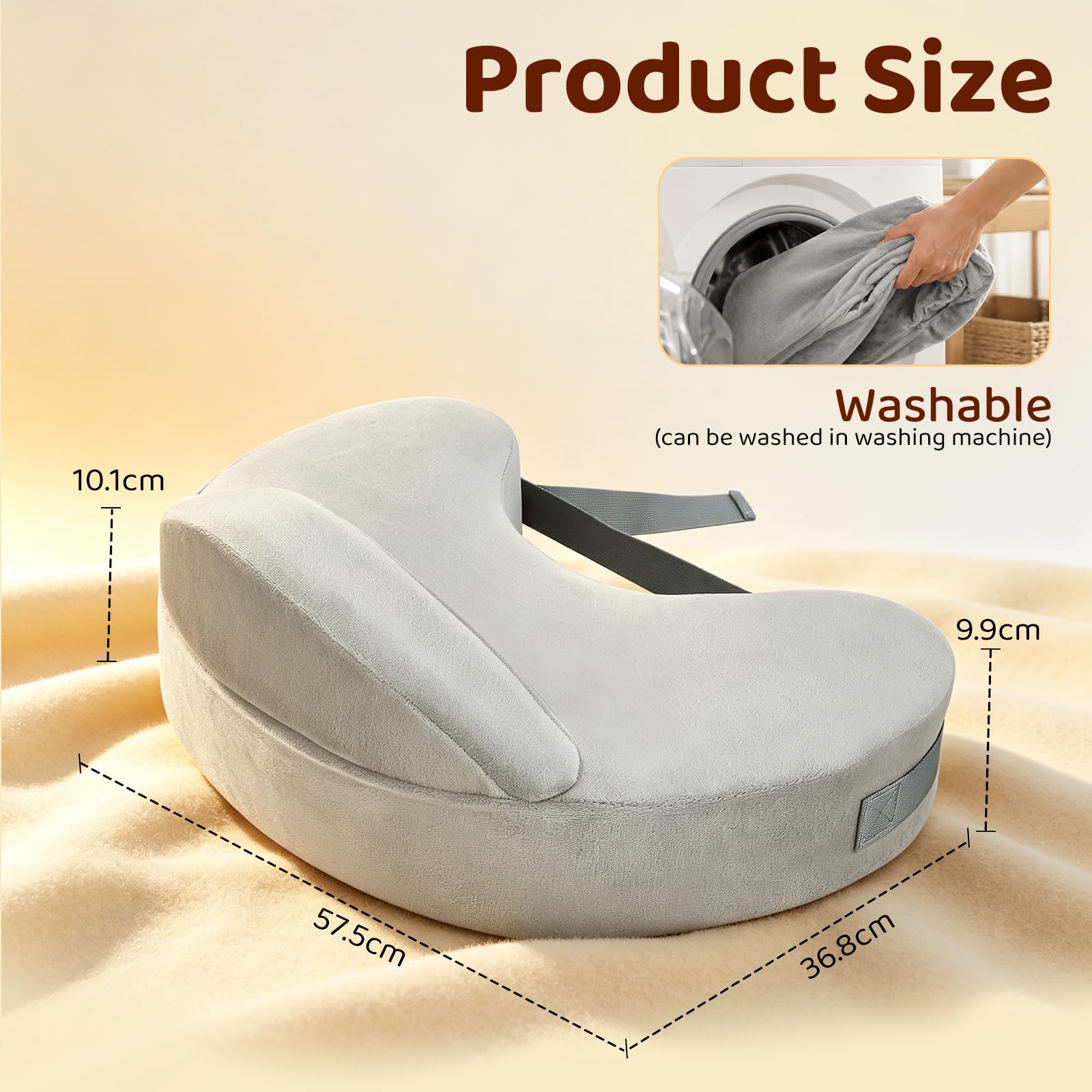 Cuscino per Allattamento in Memory Foam con Barriera di Sicurezza,Cintura Regolabile,Copertura Rimovibile e Lavabile,Cuscino Ergonomico Mini per Neonati,Supporto per Mamma