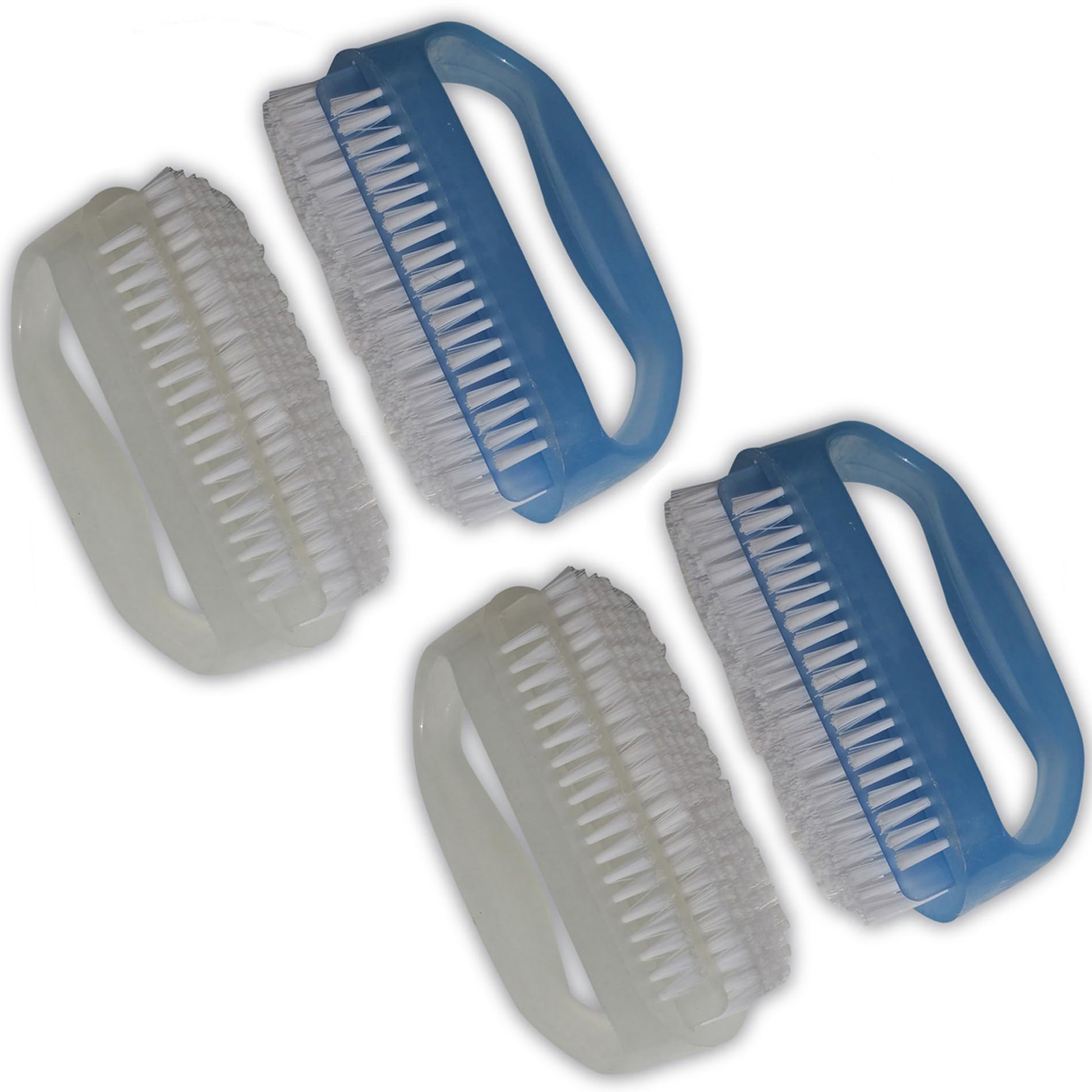 NewFerU Nail Brushes X 4 for Cleaning Hand Finger Foot Toe with Cuticle Remover, Small Scrubber Cleaner with Handle, Soft Scrub Set for Fingernail