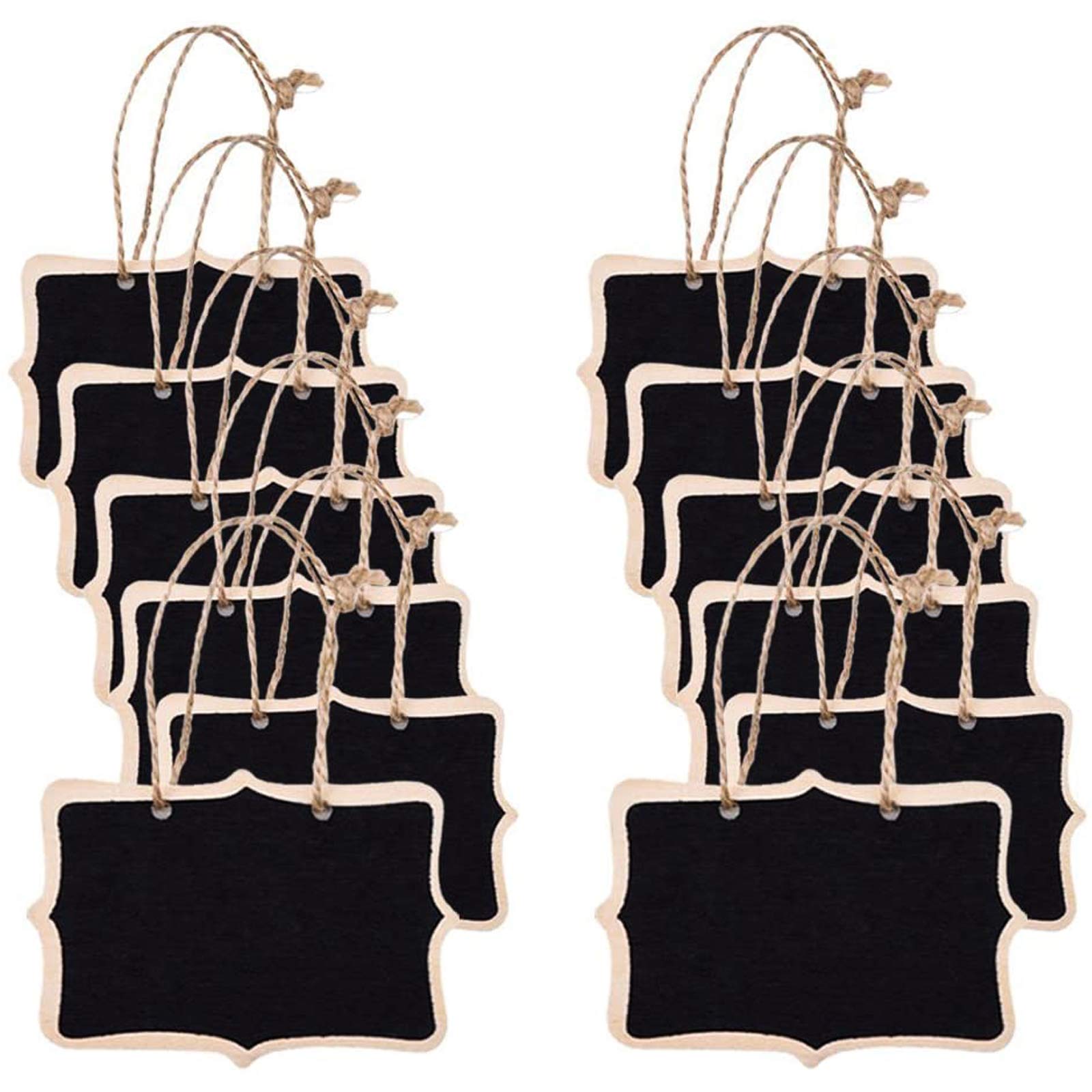 12 Pcs Mini Rectangle Chalkboard Label for Message Board Signs Mini Chalkboards Signs Hanging Rectangle Chalkboards Message Board Hanging Signs for Weddings, Crafts, Black