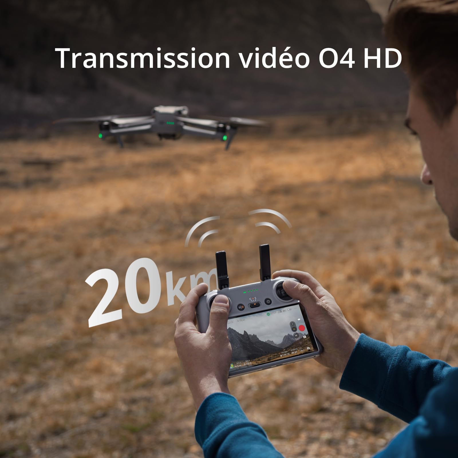 DJI RC 2-processeur de Nouvelle génération, Transmission O4 20 km, écran FHD 5,5 Pouces, antennes 2T4R, Smart Controller pour Drones, léger et Compact