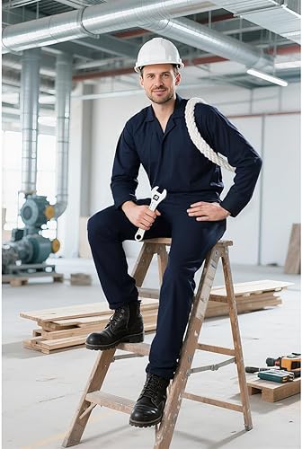 Miniatura 5 de Mono Azul Marino para Adultos Overol Disfraz de Halloween para Hombres Mono Disfraz de Asesino de Terror Uniforme de Trabajo de Mecánico