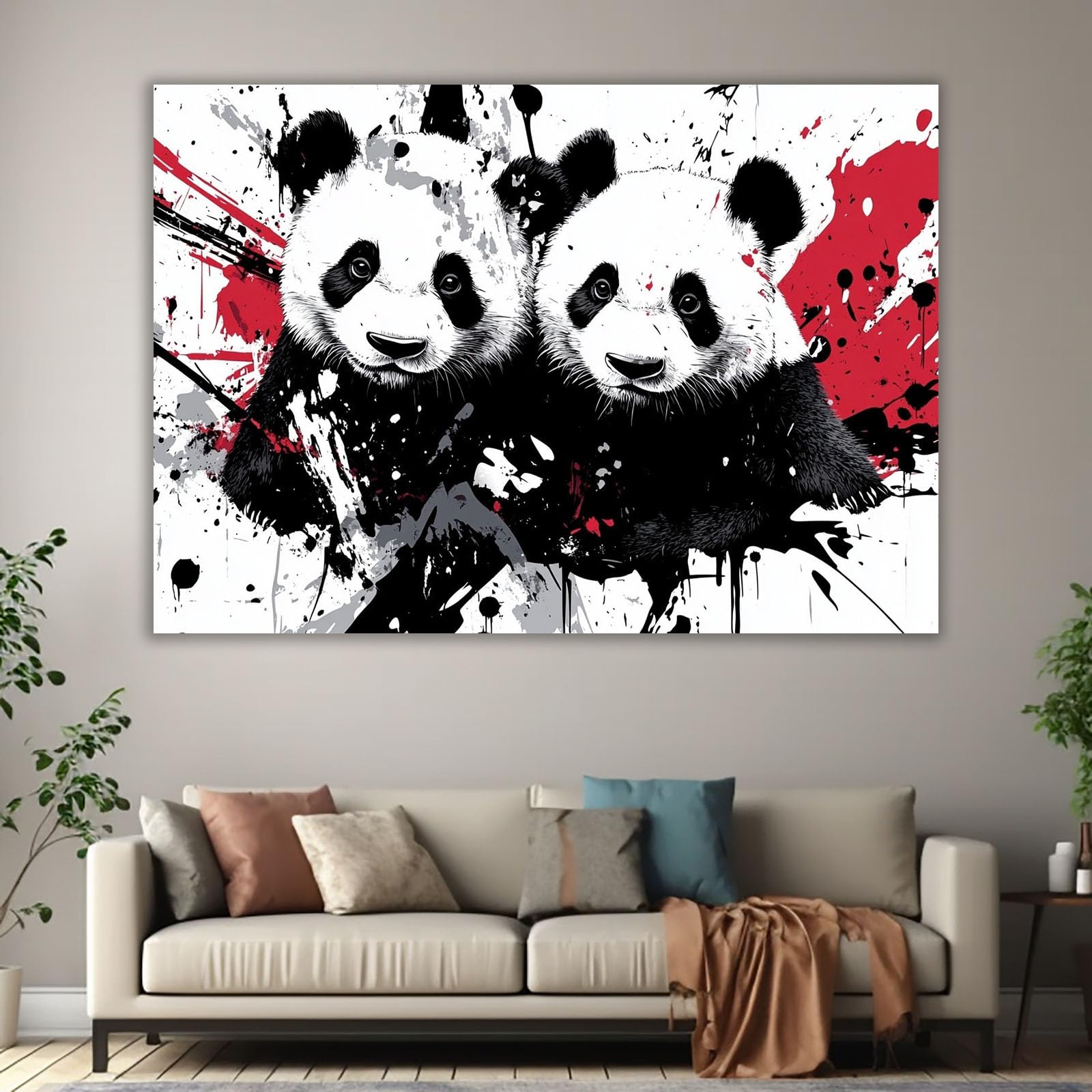 AMXBZC Animal Cuadro en Lienzo Imágenes Animales Negros y Blancos Habitacion Bebe Impresión en Lienzo, Cuadros Modernos para Sala de estar Baño Corredo（Rojo-40x60cm Enmarcado