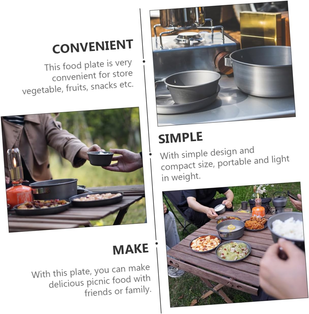 Outdoor Camping Bbq Picnic Plate Dinnerware Multi-use Serving Tray for Home and Outdoor