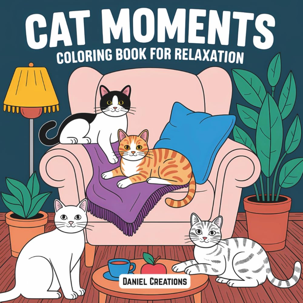 Meow Magic: A Fun & Simple Coloring Book of Cat Moments for Adults and Teens