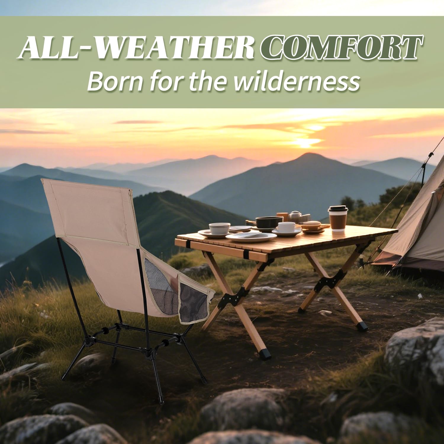 Fauteuil Camping,Fauteuil Pliant Camping,Chaise Pliable,Chaise de Plage,Chaise Pliante Exterieur, (Kaki)