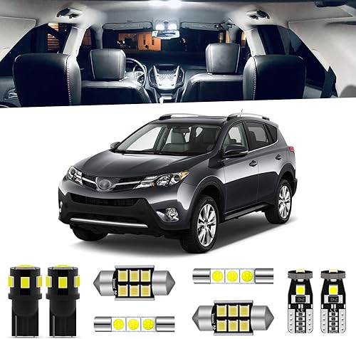 Kit de 8 piezas de luces LED RAV4 para Toyota RAV4 2006 2007 2008 2009 2010 2011 2012 2013 2014 2015 blanco 6000K paquete de iluminación LED
