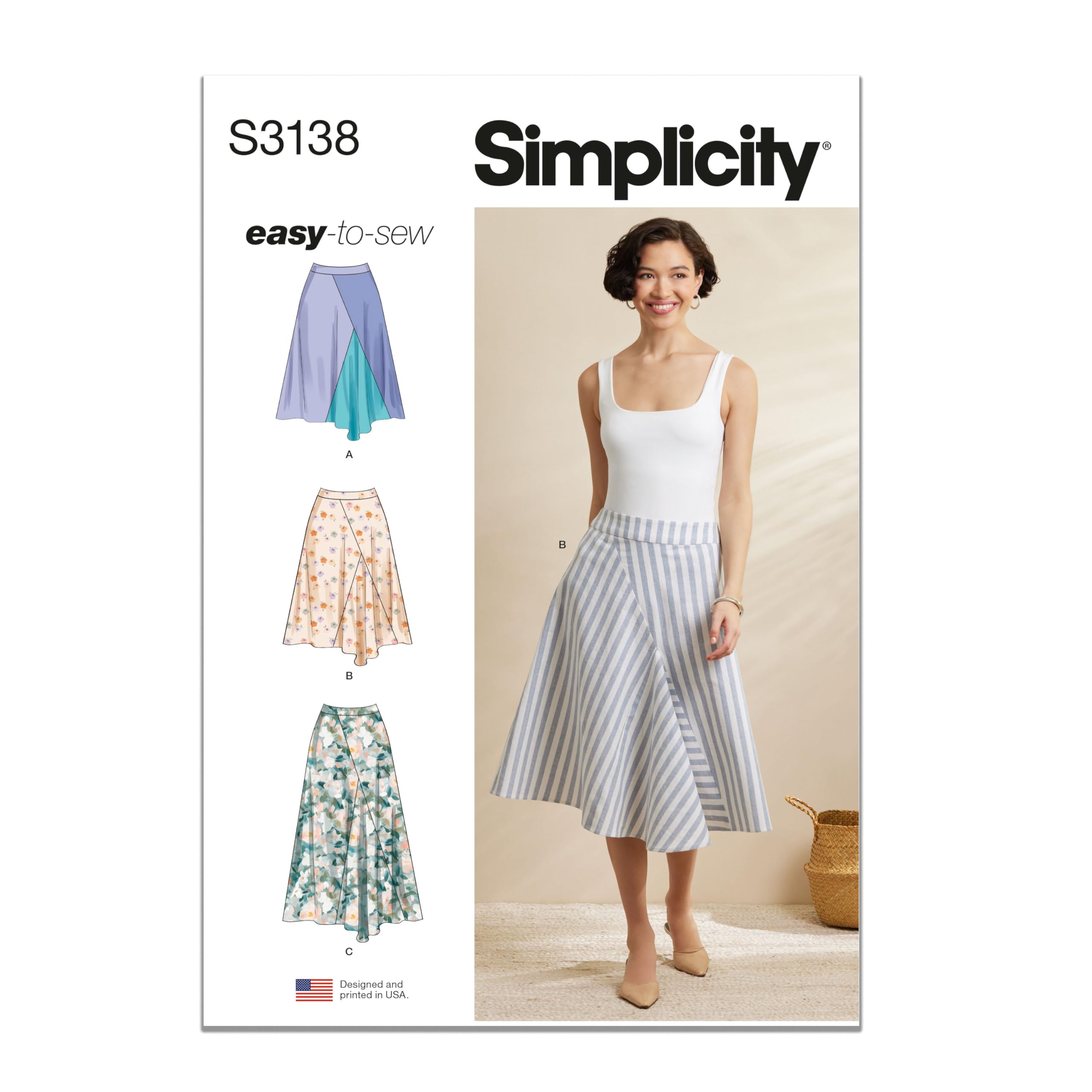 Simplicity Sewing Pattern SS3138Y5 Misses' Godet Skirt in Two Lengths Y5 (18-20-22-24-26)