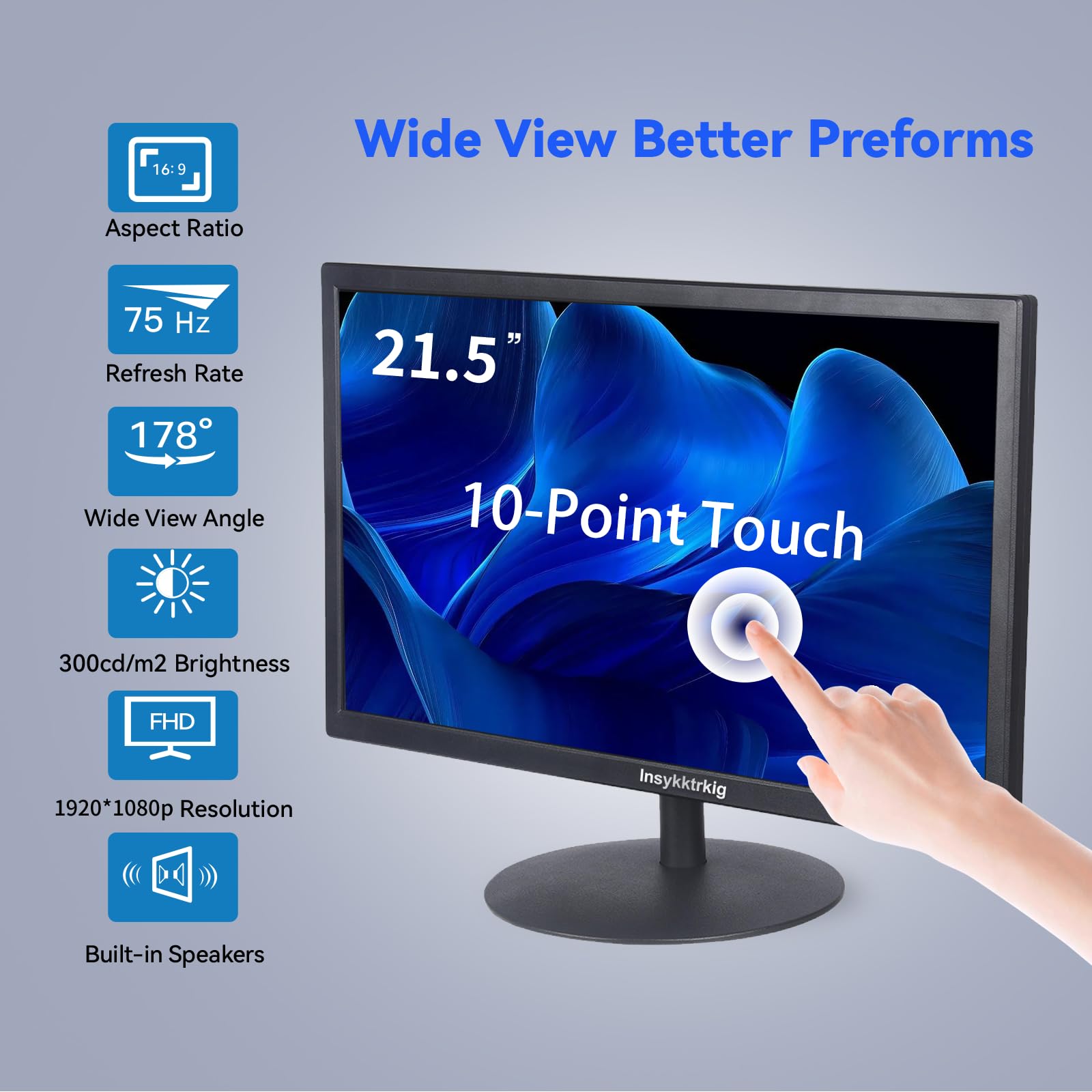 21.5 Inch FHD Touchscreen Monitor HDMI VGA - Dettaglio