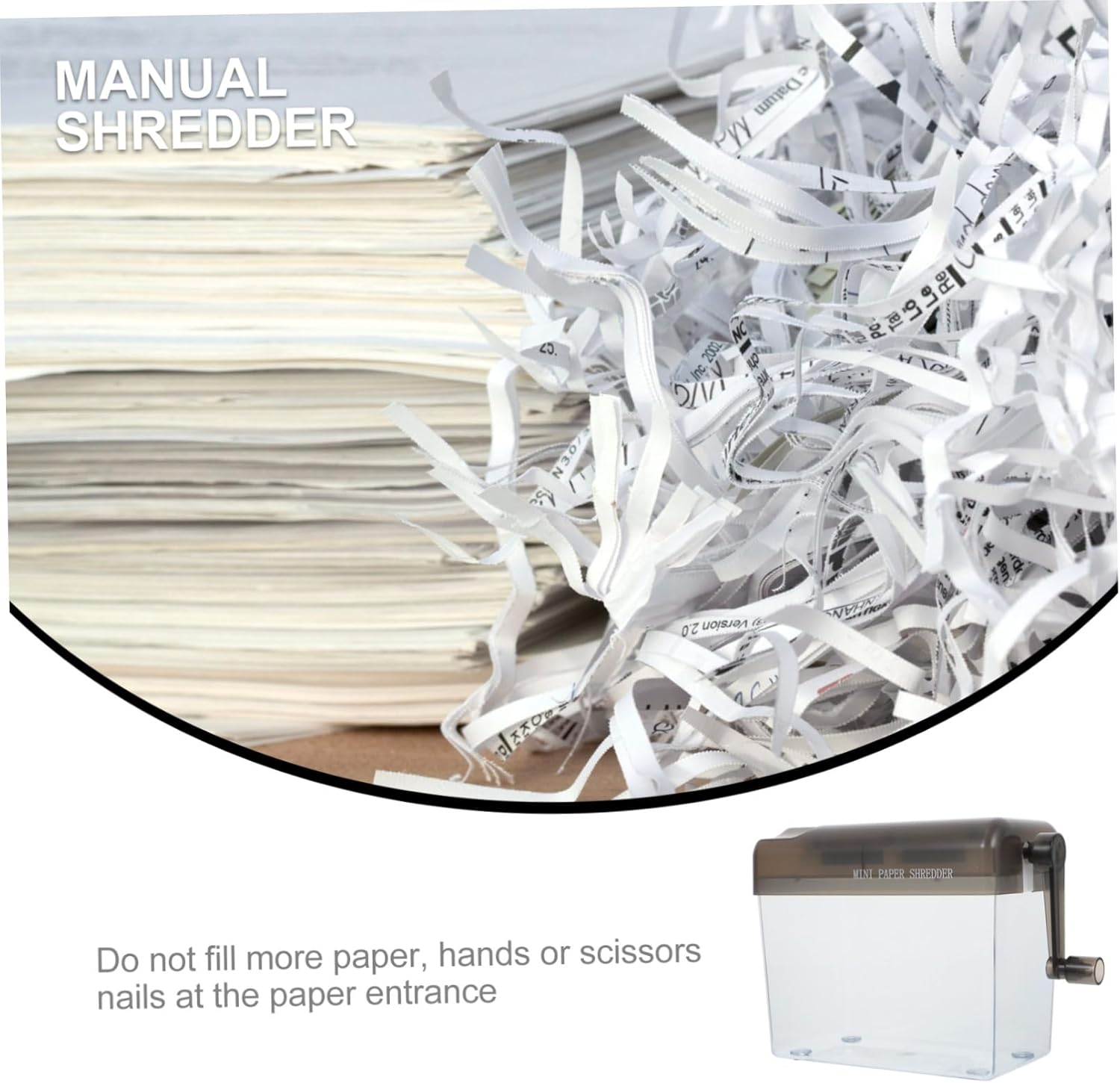 Alipis Mini Manual Paper Shredder A6 Size Desktop Hand-Operated Document Cutter Portable Office Home Paper Cutting Tool