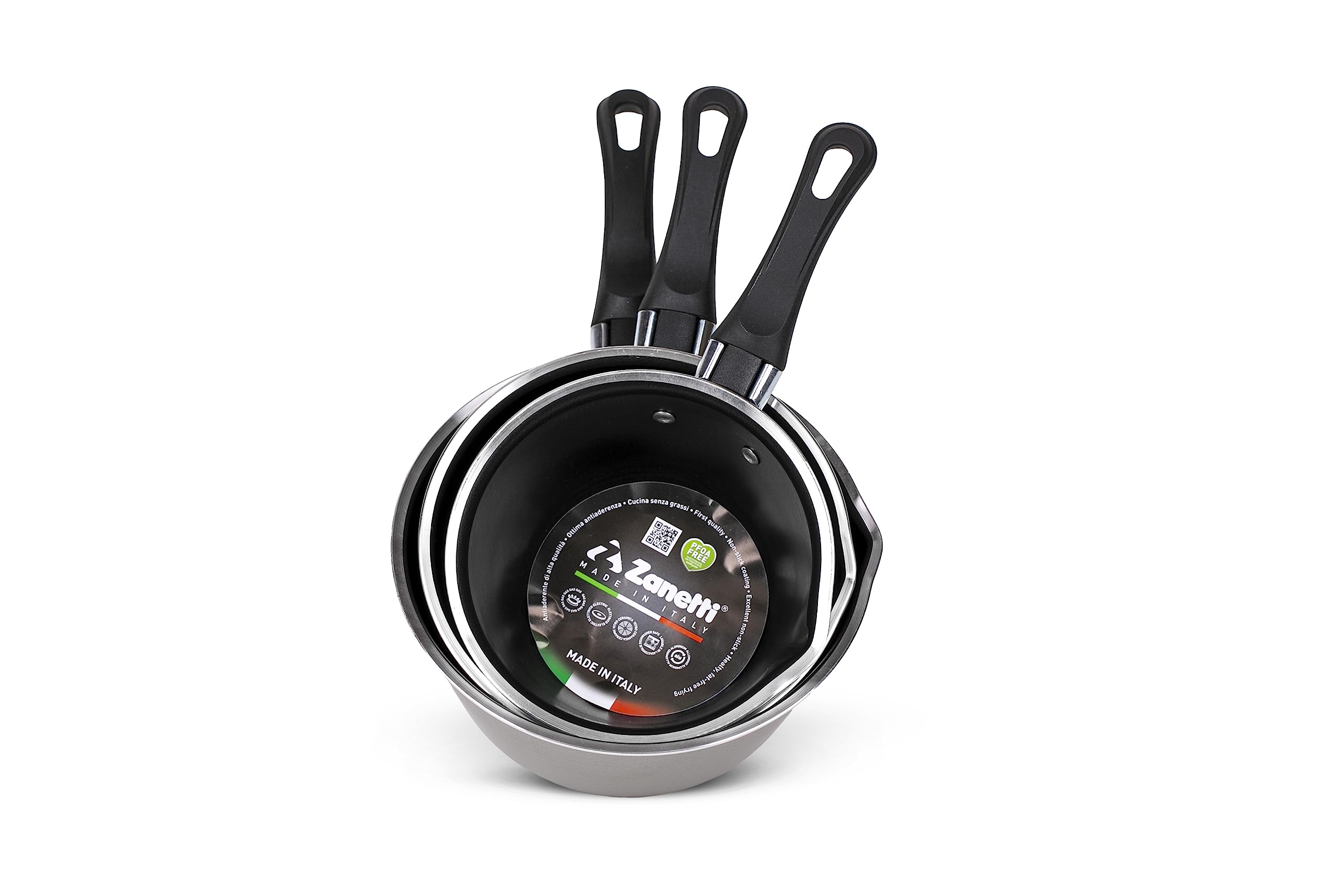 Zanetti, Casseruola Antiaderente Conica, Casseruola con Beccuccio in Alluminio Alimentare, Diametro 14 cm, Made in Italy