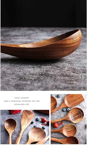 Miniatura 4 de Messon - Juego de utensilios de madera para cocina, cucharas de cocina de teca natural hechas a mano, espátula de madera para utensilios de cocina